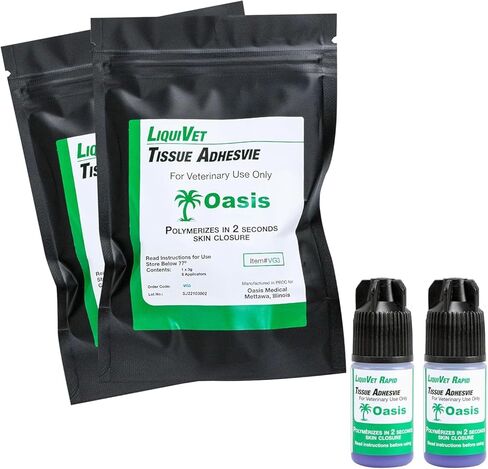 عبوتان من لاصق مناديل Liquivet Rapid 2 Second، غراء جلد بيطري، إغلاق جلد قطع جروح الأنسجة، زجاجة 3 جرام و6 أدوات تطبيق in Kuwait