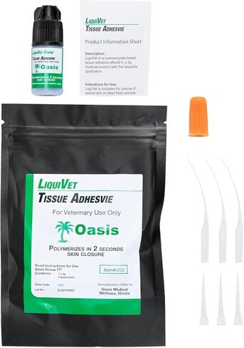 عبوتان من لاصق مناديل Liquivet Rapid 2 Second، غراء جلد بيطري، إغلاق جلد قطع جروح الأنسجة، زجاجة 3 جرام و6 أدوات تطبيق in Kuwait