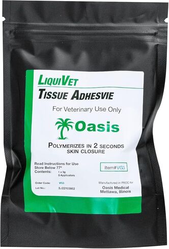 عبوتان من لاصق مناديل Liquivet Rapid 2 Second، غراء جلد بيطري، إغلاق جلد قطع جروح الأنسجة، زجاجة 3 جرام و6 أدوات تطبيق in Kuwait