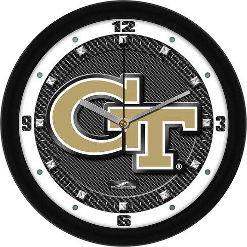 ساعة حائط SunTime Georgia Tech، لوحة فنية مطبوعة من ألياف الكربون، حركة كوارتز صامتة غير موقوتة، 11.5 بوصة in Saudi Arabia