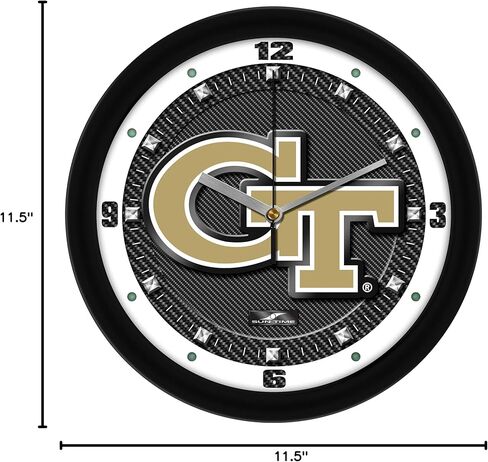 ساعة حائط SunTime Georgia Tech، لوحة فنية مطبوعة من ألياف الكربون، حركة كوارتز صامتة غير موقوتة، 11.5 بوصة in Saudi Arabia