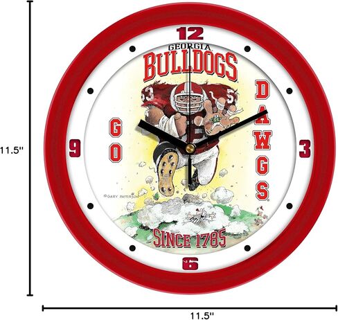 SunTime Georgia Bulldogs Football Wall Clock, Steamroller by Gary Patterson, Non Ticking Silent Movement, 11.5" in Saudi Arabia