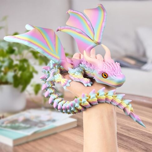 3D Printed Dragon Egg with Dragon Inside, Articulated Crystal Dragon Toy, Fidget Toy Adults, Home Office Executive Desk Toys, Birthday Party Decorations(Candy Color) in Kuwait