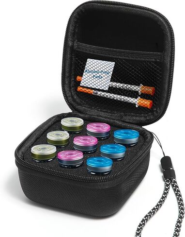 حافظة الببتيد ذات 9 فتحات، حافظة تخزين واقية لقارورة الأنسولين لمرضى السكر، قارورة U-100 القياسية بحجم 10 مل، حقيبة تنظيم قارورة الأنسولين، حقيبة حمل الأنسولين مع حزام المعصم (أسود) in Kuwait