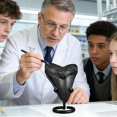 حامل عرض أسنان القرش من ميجالودون (مجموعتان)، حامل أسنان متوسط ​​وكبير، حامل معدني سلكي مقاوم للصدأ بسمك 5 مم، لا يتطلب تجميع، عرض أنيق لجامع الأحافير لأسنان ميجالودون in Kuwait