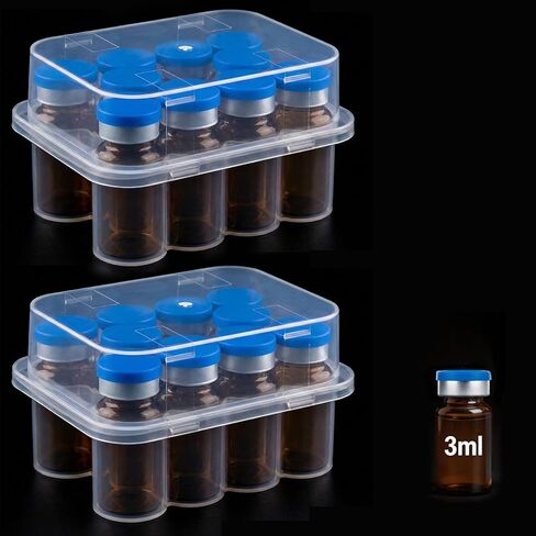 Peptide Case for Fridge, 2 Pack 3 mL Vial Holder for Refrigerator, 10-Slot Insulin & Peptide Bottles Holder, Transparent Diabetic Care Storage Supplies (10 Slots 3ML+10ML) in Saudi Arabia