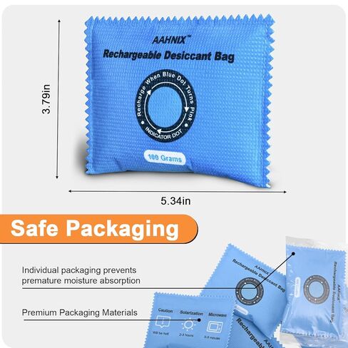 100g Rechargeable Silica Gel Packets, Moisture Absorbers for Storage Bins, Safe Dehumidifier Bags, Desiccant Packs for Closets, Cars, and Electronics in Saudi Arabia