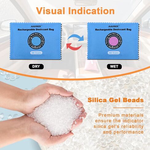 100g Rechargeable Silica Gel Packets, Moisture Absorbers for Storage Bins, Safe Dehumidifier Bags, Desiccant Packs for Closets, Cars, and Electronics in Saudi Arabia