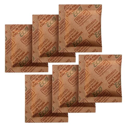 ADSorbco 2 جرام × 100 عبوة من عبوات مجففة طين البنتونيت - ممتص الرطوبة بدرجة الطعام لأغذية الحيوانات الأليفة والشاي والحبوب الجافة والتوابل وصناديق التخزين - عبوات جل السيليكا البديلة، عبوات مجففة للتخزين in Kuwait