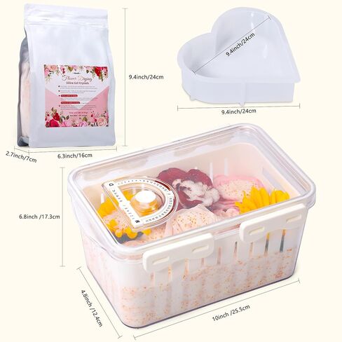 مجموعة بلورات تجفيف الزهور من جل السيليكا من أبوفكس مع صندوق تخزين سعة 5 لتر، وقفازات وقالب على شكل حب لراتنج الزهور المجففة بنفسك، واسترداد الزهور المجففة في خطوة واحدة، ومجموعة الحفاظ على الزهور لمحبي الحرف اليدوية in Kuwait