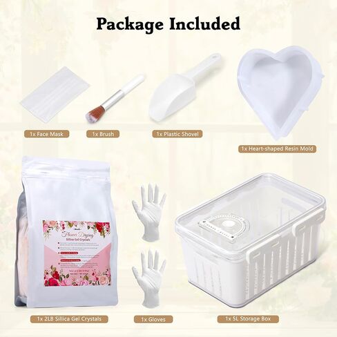 مجموعة بلورات تجفيف الزهور من جل السيليكا من أبوفكس مع صندوق تخزين سعة 5 لتر، وقفازات وقالب على شكل حب لراتنج الزهور المجففة بنفسك، واسترداد الزهور المجففة في خطوة واحدة، ومجموعة الحفاظ على الزهور لمحبي الحرف اليدوية in Kuwait