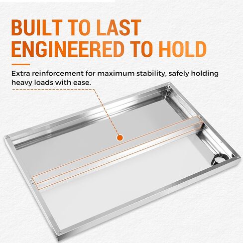 Stainless Steel Microwave Shelf Wall Mount, Commercial 430 Steel Metal Rack, Heavy Duty 150 lbs Floating Shelving, Cord Management Hole for Kitchen, Laundry, Garage 24"x18" in Saudi Arabia