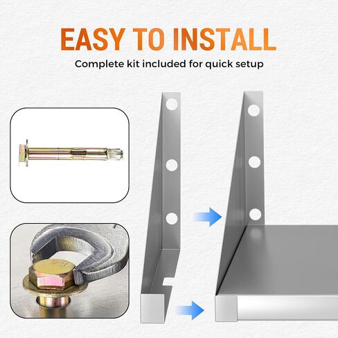 Stainless Steel Microwave Shelf Wall Mount, Commercial 430 Steel Metal Rack, Heavy Duty 150 lbs Floating Shelving, Cord Management Hole for Kitchen, Laundry, Garage 24"x18" in Saudi Arabia