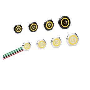 1PCS 19/22/25/30mm Ultra Short LED Light Metal Push Button Switch with Wire 3-6V 12-24V Momentary Reset Waterproof Stainless Steel(Yellow Power,3-6V,19mm-Silver Shell) in Kuwait