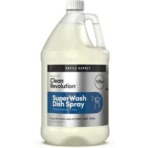 Clean Revolution SuperWash Dish Soap Spray 128oz Refill Supply Container, Ready to Use Formula, Citrus Fragrance, 1 Pack in Kuwait