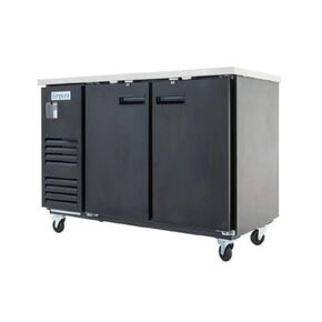 EMPURA 59" Back Bar Cooler Cabinet with Two-Swing Solid Doors | Commercial Refrigerator Fridge for Beverage Beer Soda | 16.6 Cu. Ft. | 58.75"W x 27.63"D x 42.5"H, Black Steel Exterior Finish, 115V in Kuwait