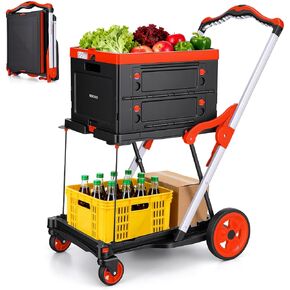 عربة تسوق قابلة للطي بعجلات، عربات قابلة للطي متعددة الاستخدام، عربة متنقلة قابلة للطي، شاحنة يدوية قابلة للطي ودوللي، عربة بقالة مع منصة تخزين شاحنة يدوية (أزرق) in Kuwait