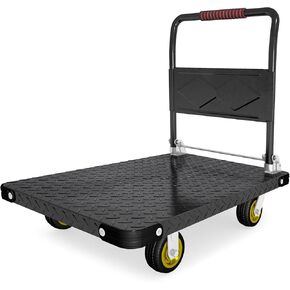 شاحنة منصة، عربة مسطحة قابلة للطي، عربة دفع عالية التحمل، منصة دوللي كبيرة مع عجلات دوارة 5 بوصة، سعة 2000 رطل، دوللي يدوية متحركة للبقالة، المرآب، المستودعات (35 بوصة طول × 22.5 بوصة عرض) in Kuwait