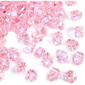 DomeStar Dazzling Pink Ice Rocks, 180PCS Holographic Acrylic Crushed Ice Sparkling Fake Diamonds Holographic Plastic Gems for Vases Fillers Table Scatter Decoration in Kuwait