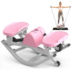 Rock Stepper for Exercise at Home, Lateral Rocking Stepper with Digital Counter & Resistance Bands, 330 LBS Weight Capacity & Low Impact, Ski Machine Full Body Workout Equipment (Pink) in Kuwait