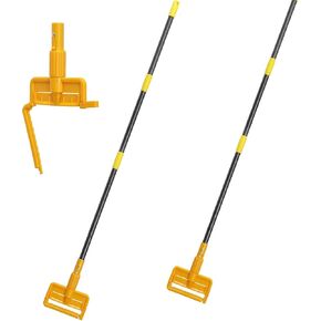 FLY HAWK Mop Handle Commercial Heavy Duty - 60 inch Metal Commercial Mop Stick,Side Gate Mop Head Replacement Holder for Floor Cleaning,Clamp Mop Handle Quick Change for Wet Mop in Kuwait