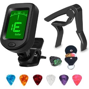 Guitar Accessories Including Clip-On Guitar Tuner,Guitar Capo,Guiter Picks,Leather Pick Pouch and Pick Holder,for Guitar Players and Beginners in Saudi Arabia