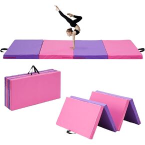 Outdoor Basic 6'x3'x2'' Gymnastics Mats Portable 4-Fold Tumbling Mat Thick Yoga Mat with PU Leather & Carry Handle for Home Workout, Yoga, MMA Core Training, Pilates in Kuwait