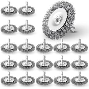 20 قطعة من فرش عجلة الأسلاك المصنوعة من الفولاذ المقاوم للصدأ مقاس 3 بوصات من Moxweyeni لقم الثقب مع ساق سداسية مقاس 1/4 بوصة، وسلك من الفولاذ الكربوني 0.0118 بوصة، لإزالة الصدأ من المطاحن التي تعمل بالطاقة، والطلاء النظيف، والتآكل in Kuwait