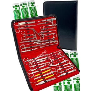 157 Pcs Advanced Dissection SET For Anatomy & Biology Students With 1 SCISSORS ! FORCEPS ! HEMOSTAT-! Blades - Case - Lab Veterinary Botany Stainless Steel Set For Frogs Animals etc in Kuwait