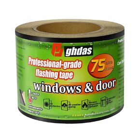 شريط وامض للنوافذ والأبواب، 3.75 بوصة × 75 بوصة، قوة صناعية للنوافذ والأبواب، مقاوم للطقس، مقاوم للأشعة فوق البنفسجية، مقاوم للتمزق، لاصق أكريليك متقدم، أسود in Kuwait