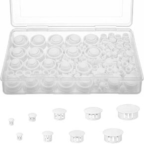 200Pcs Plastic Hole Plugs, 9-Size Round Nylon Screw Hole Cover 1/5" 1/4" 5/16" 3/8" 1/2" 5/8" 3/4" 7/8"1",White Flush Type Panel Knockout Locking Plugs,Drill Hole Insert End Caps for Furniture Cabinet in Kuwait