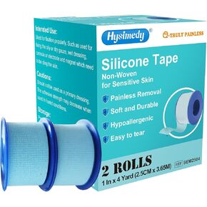 شريط طبي من السيليكون للبشرة الحساسة، مقاس 1 بوصة × 4 ياردات، لفتان باللون الأزرق لا يسبب الحساسية، شريط جراحي سهل الإزالة وقابل لإعادة الوضع للإسعافات الأولية والعناية بالجروح وصديق للبشرة in Kuwait