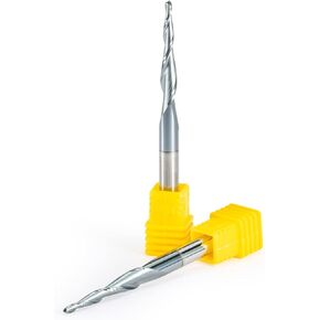 2PCS CNC Router Bits 3D Carving Tapered Angle 2 Flute Ball Nose End Mills R1.0*D6*25 * 75L*2F HRC55 Tungsten Solid Carbide Coated Tapered Ball Nose End Mills in Kuwait