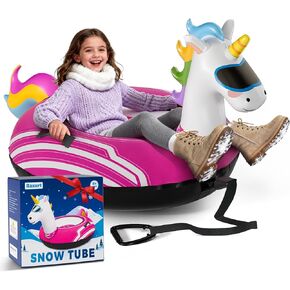 زلاجات أنبوبية ثلجية قابلة للنفخ من Raxurt Unicorn، أنابيب ثلج شديدة التحمل مقاس 48 بوصة للتزلج مع غطاء قماش ممتاز للأطفال البالغين، زلاجات ثلجية شتوية ألعاب ممتعة في الهواء الطلق للأطفال الأولاد والبنات in Kuwait