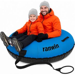 Snow Tube Heavy Duty, 44" Snow Tube for Sledding, Snow Tubes for Adults with Premium Canvas Cover Thickened Bottom, Inflatable Snow Tubes Towable Sledding Tube for Boys Teens, Blue in Kuwait