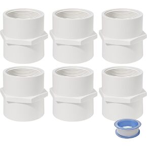 1 Inch PVC Female Thread Adaptor White 2-Way PVC Pipe Coupling Adapter Connectors for 1" Schedule 40 Pipe (Pack of 6) in Saudi Arabia