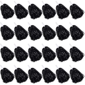 Cheerleading Pom Poms - School Spirit Shakers Metallic Foil Cheering Pompoms Cheer Pom with Baton Handle Plastic Squad for Adults Team Spirit Sports Party Cheering (12, Black, Gold) in Saudi Arabia