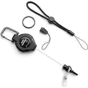 Retractable CB Mic Holder - Stainless Steel Cable Lanyard with Tactical Carabiner, Multi-Scenario Mount (Truck Cab/Keys/Belt) ，Heavy Duty Retractable Keychain Clip, ID Clip in Kuwait