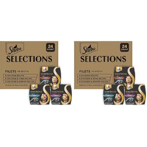 Sheba Selections Filets in Broth Adult Wet Cat Meal Complement Chicken, Tuna, or Shrimp Recipe, 1.3 oz. Cups, 24 Count in Kuwait