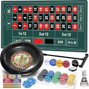 مجموعة ألعاب عجلة الروليت مقاس 16 بوصة، وطاولة الروليت وعجلة، وعجلة الروليت ABS مقاس 16 بوصة، وبساط الروليت المطاطي مقاس 47 بوصة × 24 بوصة، و100 قطعة زر لتوزيع رقائق الروليت، وطابقين من لعبة البوكر، وحفلة ليلية لألعاب الكازينو للبالغين in Kuwait