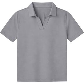 Polo Shirts for Boys Cute Short Sleeve Collared V Neck Shirts Sporty Summer Golf Tennis Blouses Active School Uniform in Kuwait