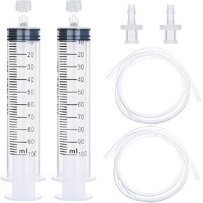 2 Pack 100ml Luer Lock Syringe with 39" Tube, 100cc Large Plastic Syringe for Liquid, Oil, Feeding, Watering in Kuwait