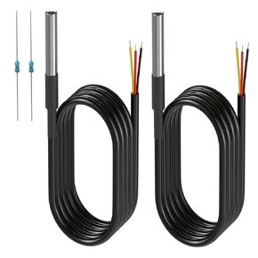 DROK 2 Pack Waterproof DS18B20 Temperature Sensor Probes with 2 Pack 4.7K ohm Resistors for Arduino Raspberry Pi DIY in Kuwait
