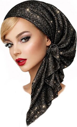 غطاء رأس من شاري روز مربوط مسبقًا للنساء منسوج مع مجموعة لامعة! صنع يدوي in Kuwait