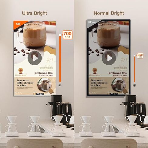 شاشة عرض اللافتات الرقمية 29 بوصة لوحة قائمة رقمية للمطاعم والمتاجر شاشة إعلانية 700 شمعة في المتر المربع فائقة السطوع FHD محرر محتوى ويب مجاني Android 2GB + 32GB in Kuwait