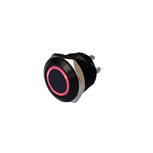 12mm Super Tiny Black Metal Button Switch IP65 LED 3V-24V 50mA No Locking Switch Ring Logo for Computer Dashboard Replacement(12mm Red Ring,LED 3-6V) in Kuwait