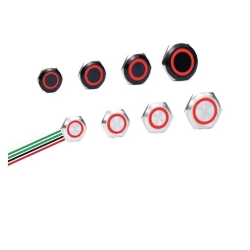 1PCS 19/22/25/30mm Ultra Short LED Light Metal Push Button Switch with Wire 3-6V 12-24V Momentary Reset Waterproof Stainless Steel(Red Circle,12-24V,22mm-Silver Shell) in Kuwait