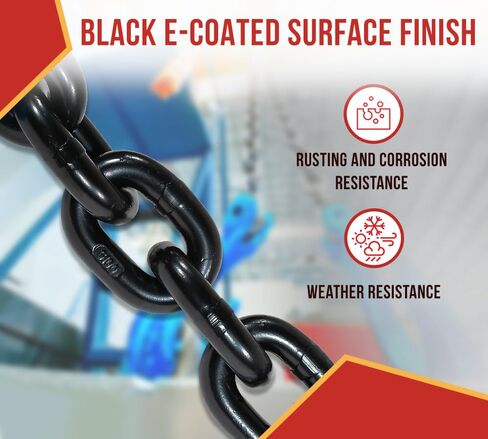 Mytee Products Heavy-Duty 1/2" x 2' Single Leg Chain Sling | 15,000 Lbs WLL | Oblong Link-to-Sling Hook Ends | G100 Chains for Lifting and Handling, Industrial Machinery Hoisting Ring Chain Hanging in Kuwait