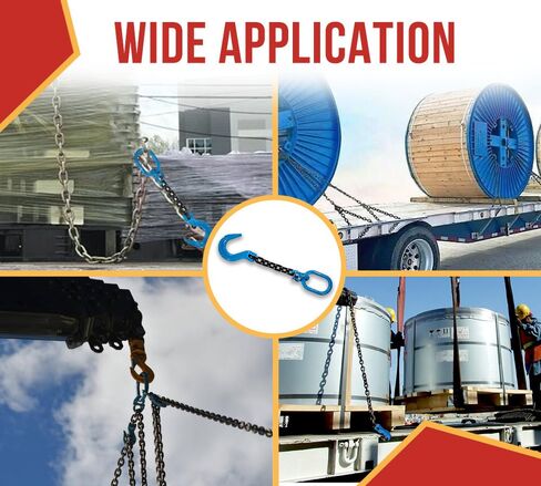 Mytee Products Heavy-Duty 1/2" x 2' Single Leg Chain Sling | 15,000 Lbs WLL | Oblong Link-to-Sling Hook Ends | G100 Chains for Lifting and Handling, Industrial Machinery Hoisting Ring Chain Hanging in Kuwait