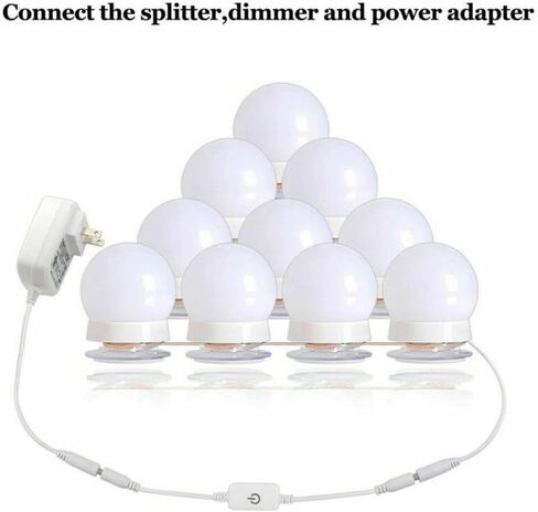 ZEZEFUFU LED Vanity Mirror Lights Kit with 10 Dimmable Light Bulbs 10 Adjustable White Makeup Lamp New in Saudi Arabia